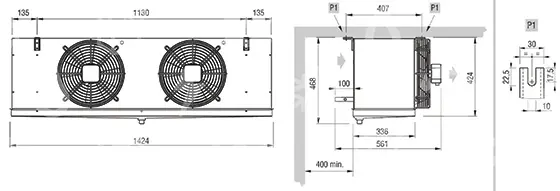 výparník ECO - Luvata GCE312F6, 5.47 kW (dT 8 st., R404) bez odtávání